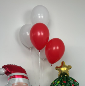 5 Ballons in rot und weiß