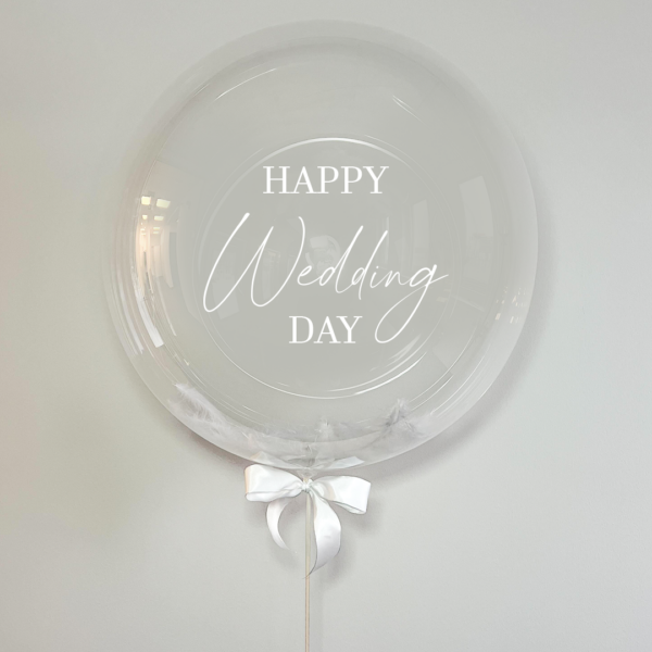 XL Hochzeitsballon transparent - mit Federn & Beschriftung
