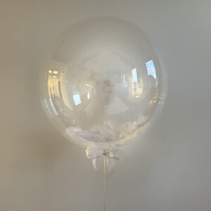 XL Hochzeitsballon transparent - mit Federn & Beschriftung – Bild 2