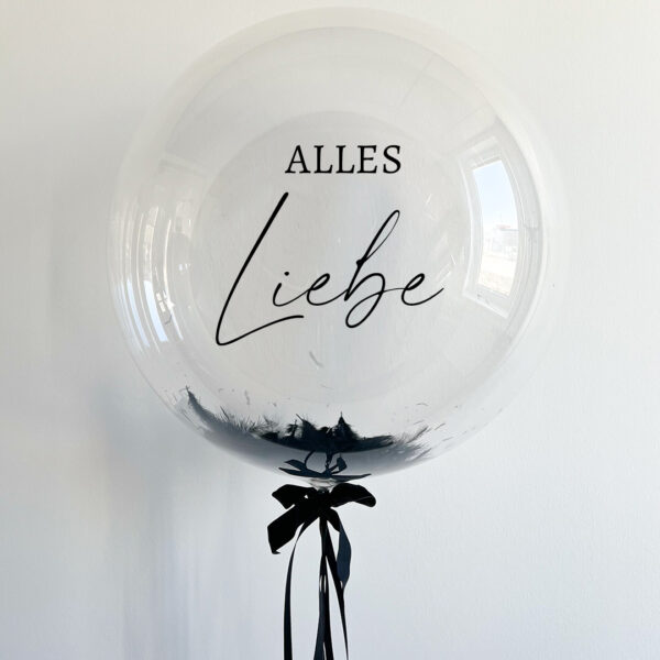 XL Ballon- Transparent mit Federn - Geburtstag