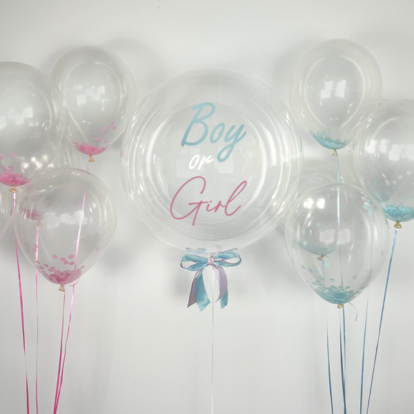 Boy or Girl transparent mit Konfettibouquets