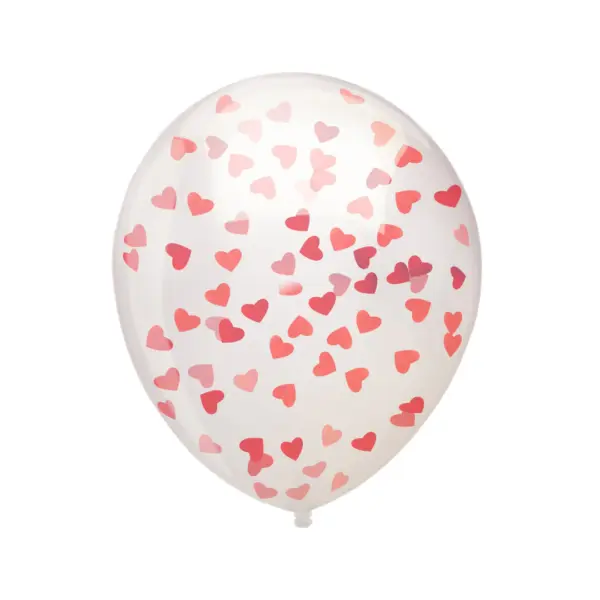 Transparenter Ballon mit Konfetti-Herzen